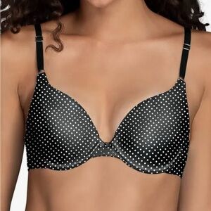 Victoria's Secret Black and White Polka Dot Push-Up Bra